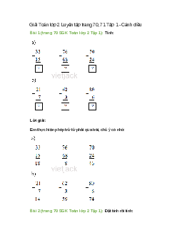 Giải SGK Toán lớp 2 Tập 1 trang 70, 71 Luyện tập – Cánh diều