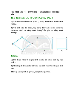 Hoạt động khám phá 1 trang 75 Toán 6 Tập 1 | Chân trời sáng tạo Giải toán lớp 6