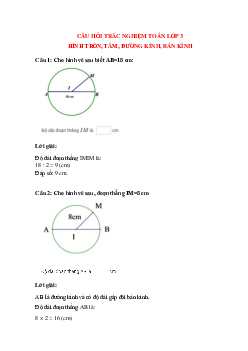 Trắc nghiệm Hình tròn, tâm, đường kính, bán kính có đáp án – Toán lớp 3