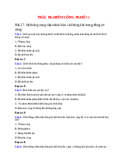 10 câu Trắc nghiệm Công nghệ 11 Bài 27 có đáp án 2023: Hệ thống cung cấp nhiên liệu và không khí trong động cơ xăng
