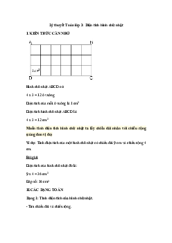 Lý thuyết Toán lớp 3: Diện tích hình chữ nhật
