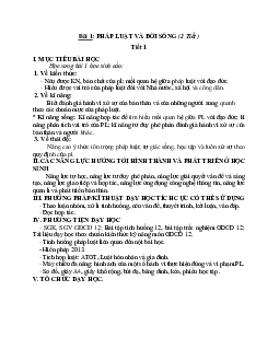 Giáo án GDCD 12 Bài 1 Pháp luật và đời sống tiết 1 mới nhất