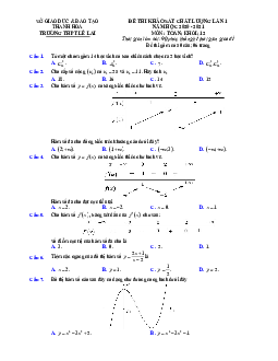 Đề khảo sát Toán 12 lần 1 năm 2020 – 2021 trường THPT Lê Lai – Thanh Hóa có đáp án