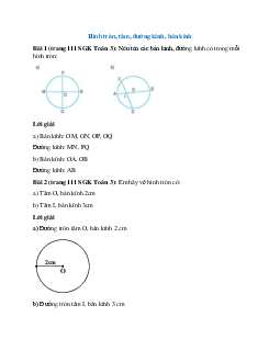 Toán lớp 3 trang 111 Hình tròn, tâm, đường kính, bán kính