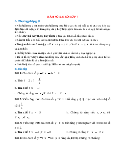 Hệ thống bài tập về Hàm số lớp 7 chọn lọc