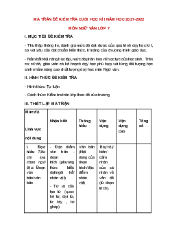 Đề thi Học kì 1 Ngữ Văn lớp 7 năm 2021 có ma trận (20 đề)