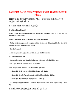 Lịch Sử 7 Bài 16 (Lý thuyết và trắc nghiệm): Sự suy sụp của nhà Trần cuối thế kỉ XIV