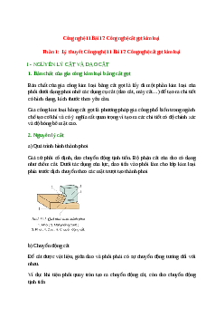 Lý thuyết Công nghệ 11 Bài 17 (mới 2023 + 10 câu trắc nghiệm): Công nghệ cắt gọt kim loại