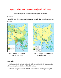 Địa Lí 7 Bài 7 (Lý thuyết và trắc nghiệm): Môi trường nhiệt đới gió mùa
