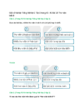 Vở bài tập Tiếng Việt lớp 2 Tập 2 trang 43, 44, 45 Bài 18: Thư viện biết đi – Kết nối tri thức