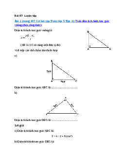 Tính diện tích hình tam giác vuông theo công thức