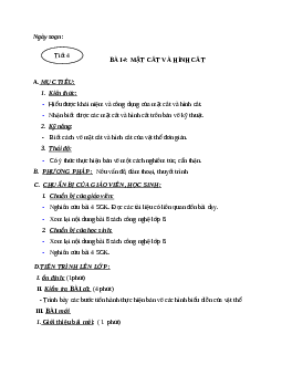 Giáo án công nghệ 11 bài 4: Mặt cắt và hình cắt mới nhất