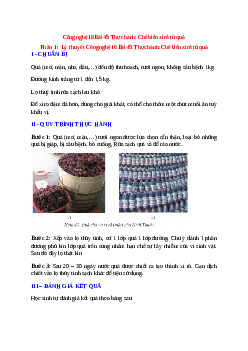 Công nghệ 10 Bài 45: Thực hành: Chế biến xi rô từ quả