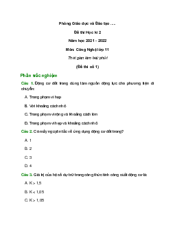 Bộ 30 Đề thi Học kì 2 Công nghệ 11 năm 2022 - 2023 có đáp án