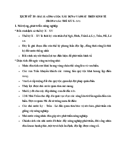 Lý thuyết Lịch sử 10: Bài 18: Công cuộc xây dựng và phát triển kinh tế trong các thế kỉ X - XV mới nhất