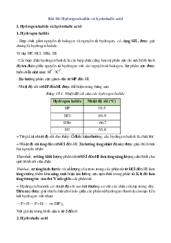 Lý thuyết Hydrogen halide và hydrohalic acid (Cánh diều 2024) hay, chi tiết | Hóa học 10