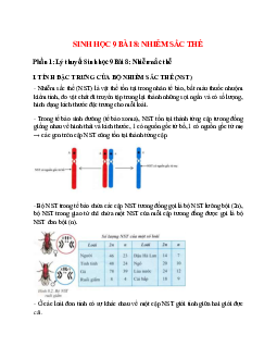 Lý thuyết Sinh học 9 Bài 8 (mới 2023 + 31 câu trắc nghiệm): Nhiễm sắc thể