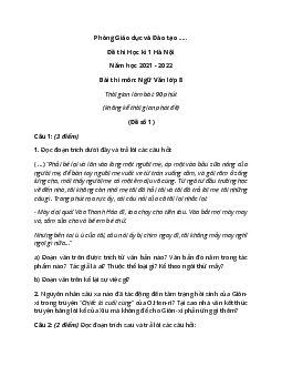 [Năm 2023] Bộ 10 Đề thi Học kì 1 Ngữ Văn lớp 8 Đà Nẵng có đáp án