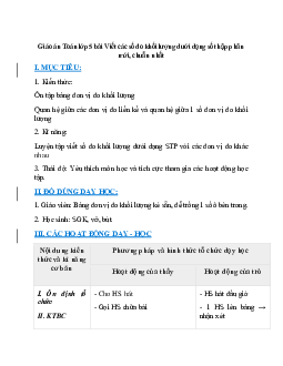 Giáo án Viết các số đo khối lượng dưới dạng số thập phân (2024) mới nhất - Toán lớp 5