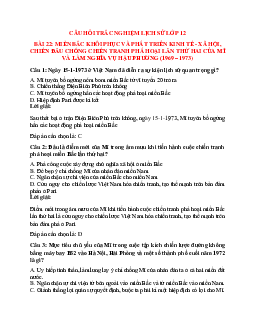 18 câu Trắc nghiệm Lịch sử 12 Bài 22 có đáp án 2023: Miền Bắc khôi phục và phát triển kinh tế - xã hội