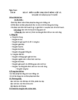 Giáo án Sinh học 11 Bài 47: Điều khiển sinh sản ở động vật và sinh đẻ có kế hoạch ở người mới nhất