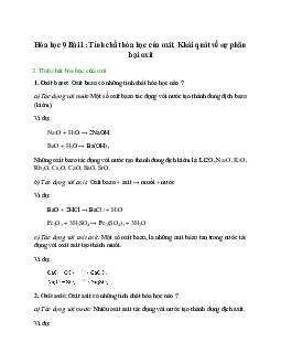 Lý thuyết Tính chất hóa học của oxit. Khái quát về sự phân loại oxit (mới 2023 + 57 câu trắc nghiệm) hay, chi tiết – Hóa học 9