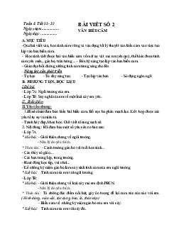 Giáo án ngữ văn lớp 7 Tuần 8 Tiết 31, 32: Bài viết số 2 mới nhất