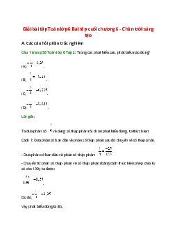 Giải SGK Toán 6 (Chân trời sáng tạo) Bài tập cuối chương 6