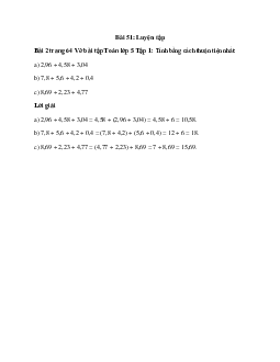 Tính bằng cách thuận tiện nhất: 2,96 + 4,58 + 3,04