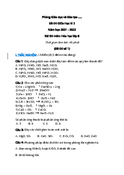 Bộ 40 Đề thi Hóa học lớp 8 Giữa kì 2 có đáp án năm 2024