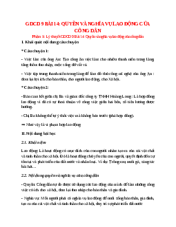 Lý thuyết GDCD 9 Bài 14 (mới 2023 + 10 câu trắc nghiệm): Quyền và nghĩa vụ lao động của công dân