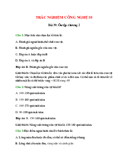 Trắc nghiệm Công nghệ 10 Bài 39 có đáp án: Ôn tập chương 2
