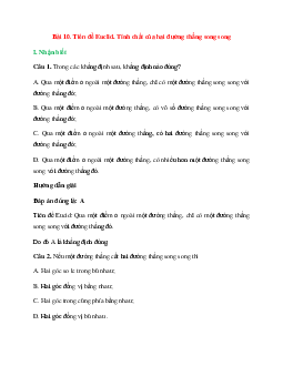 20 câu Trắc nghiệm Tiên đề Euclid. Tính chất của hai đường thẳng song song (Kết nối tri thức) có đáp án 2024 – Toán lớp 7