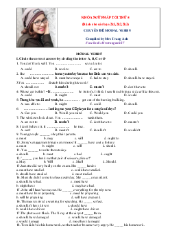 Chuyên đề: Động từ khuyết thiếu ( Modal verbs) môn Tiếng Anh lớp 12