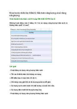 Những hoạt động nào ở bảng 42.1 là sử dụng năng lượng hiệu quả và không hiệu quả
