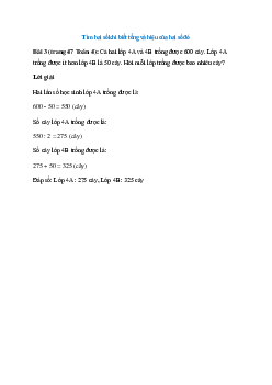 Cả hai lớp 4A và 4B trồng được 600 cây