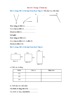 Vở bài tập Toán lớp 4 Tập 2 trang 103, 104 Bài 167: Ôn tập về hình học