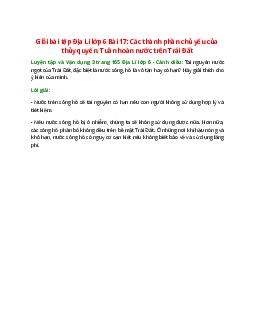 Tài nguyên nước ngọt của Trái Đất, đặc biệt là nước sông, hồ là vô tận hay có hạn