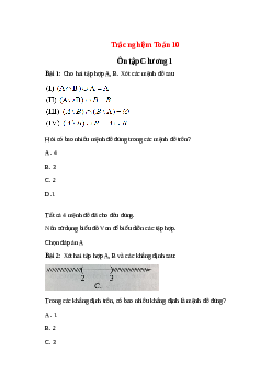 Trắc nghiệm Ôn tập Chương 1 có đáp án – Toán lớp 10