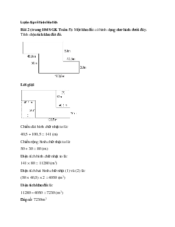 Một khu đất có hình dạng như hình dưới đây. Tính diện tích khu đất đó