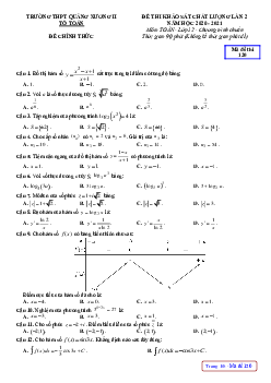 Đề KSCL Toán 12 lần 2 năm 2020 – 2021 trường Quảng Xương 2 – Thanh Hóa
