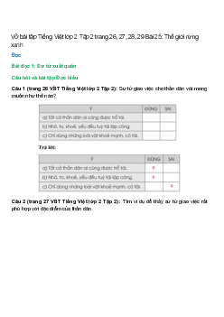 Vở bài tập Tiếng Việt lớp 2 Tập 2 trang 26, 27, 28, 29 Bài 25: Thế giới rừng xanh – Cánh diều