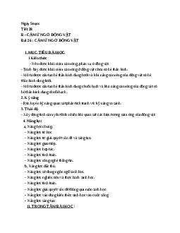 Giáo án Sinh học 11 Bài 26: Cảm ứng ở động vật mới nhất