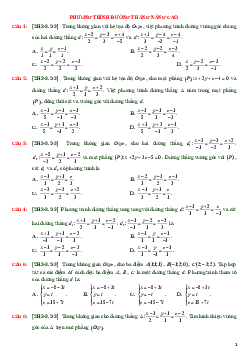86 câu trắc nghiệm về phương trình đường thẳng nâng cao - có đáp án chi tiết