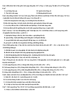 70 câu trắc nghiệm Lịch sử 12