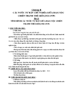 Giáo án Lịch sử 11 Bài 11 Tình hình các nước tư bản giữa hai cuộc chiến tranh thế giới mới nhất