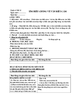 Giáo án ngữ văn lớp 7 Tuần 6 Tiết 21: Tìm hiểu chung về văn biểu cảm mới nhất