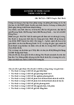 Kĩ năng sử dụng máy tính Casio trong giải toán