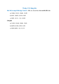 Viết các số sau theo thứ tự từ bé đến lớn: 22,86;  23,01;  22,68;  21,99