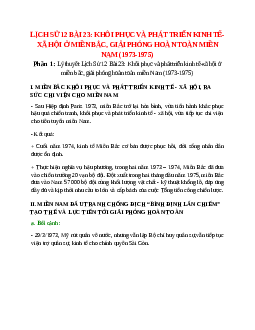 Lý thuyết Lịch Sử 12 Bài 23 (mới 2023 + 61 câu trắc nghiệm): Khôi phục và phát triển kinh tế-xã hội ở miền bắc, giải phóng hoàn toàn miền Nam (1973-1975)